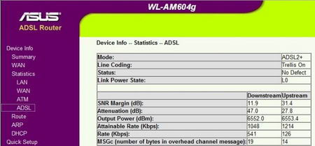 مقدار نویز (SNR) و کیفیت خط ADSL در مودم ASUS